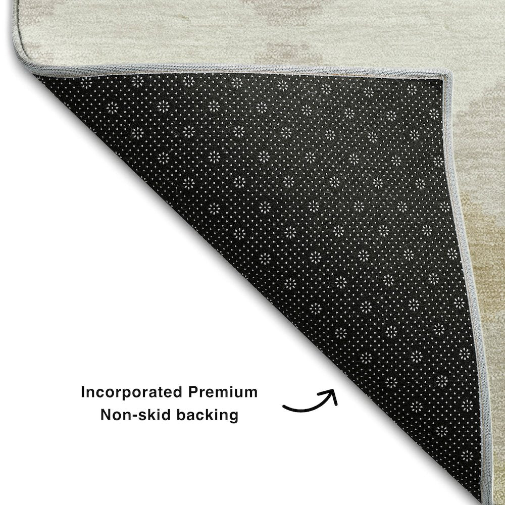 Premium Machine Washable Mayfield AMF1007 Beige 2'3" x 7'6" Runner Rug