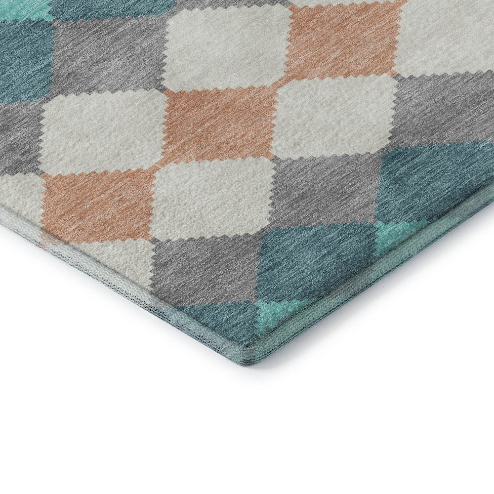 Premium Machine Washable Mayfield AMF1007 Teal 2'3" x 7'6" Runner Rug