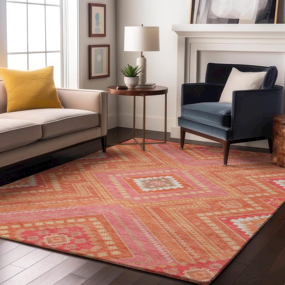 Premium Machine Washable Mayfield AMF1010 Coral 3' x 5' Rug