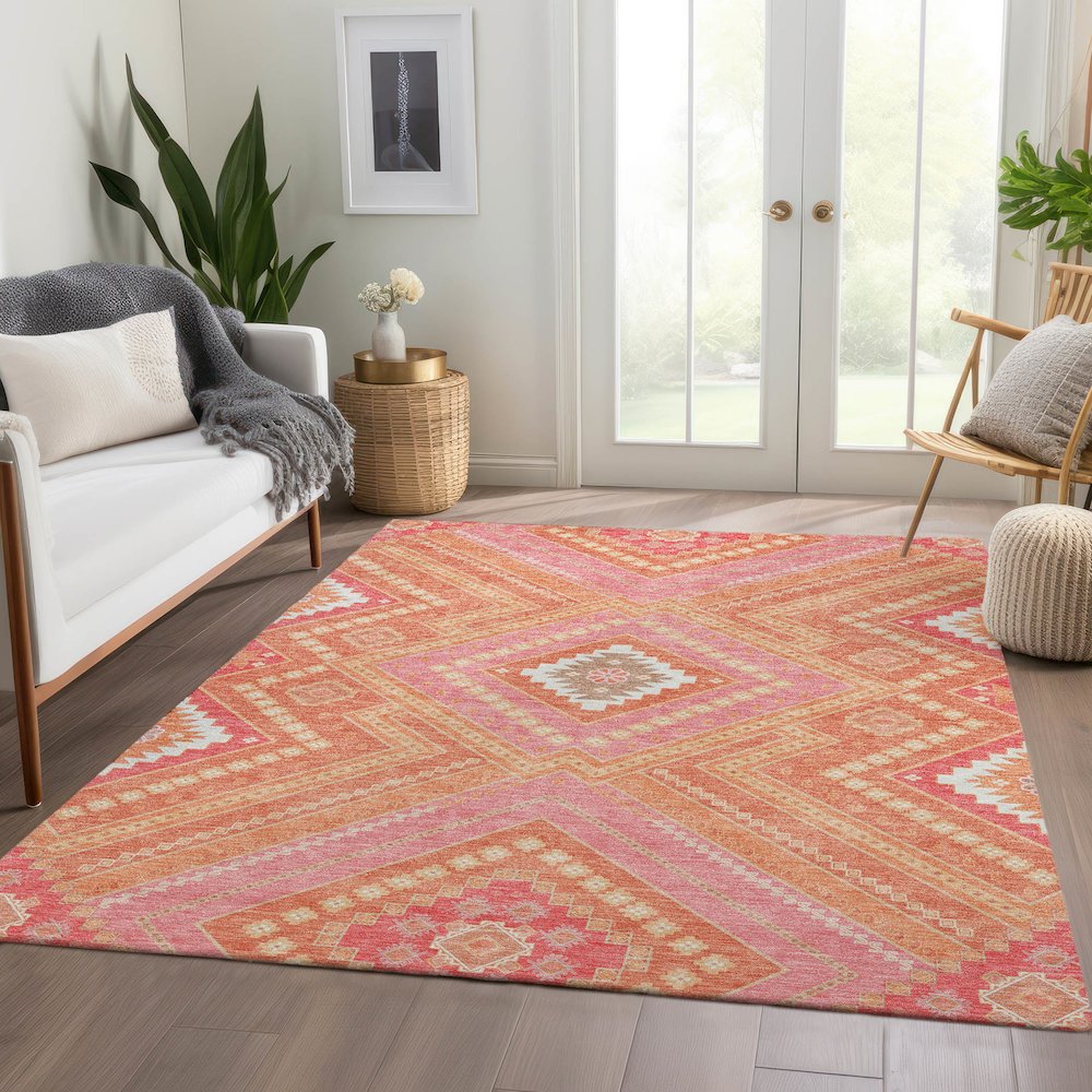 Premium Machine Washable Mayfield AMF1010 Coral 3' x 5' Rug
