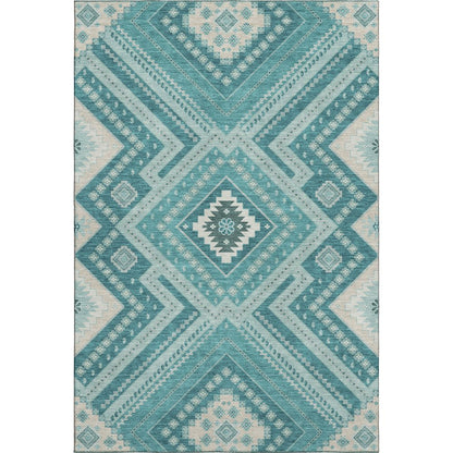 Premium Machine Washable Mayfield AMF1010 Teal 3' x 5' Rug