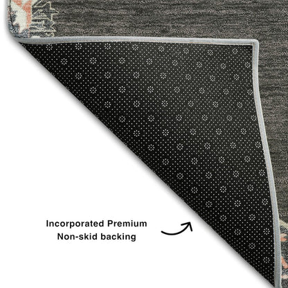 Premium Machine Washable Mayfield AMF1011 Charcoal 2'3" x 7'6" Runner Rug