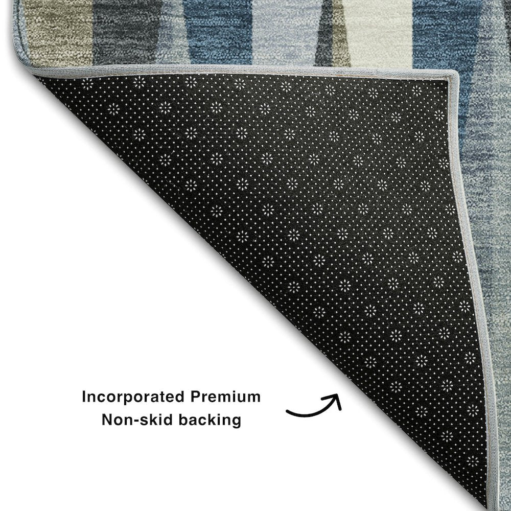 Premium Machine Washable Mayfield AMF1012 Denim 2'3" x 7'6" Runner Rug
