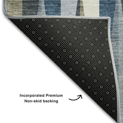 Premium Machine Washable Mayfield AMF1012 Denim 2'3" x 7'6" Runner Rug