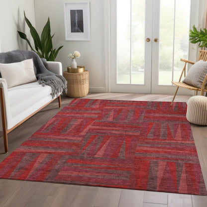 Premium Machine Washable Mayfield AMF1012 Red 3' x 5' Rug
