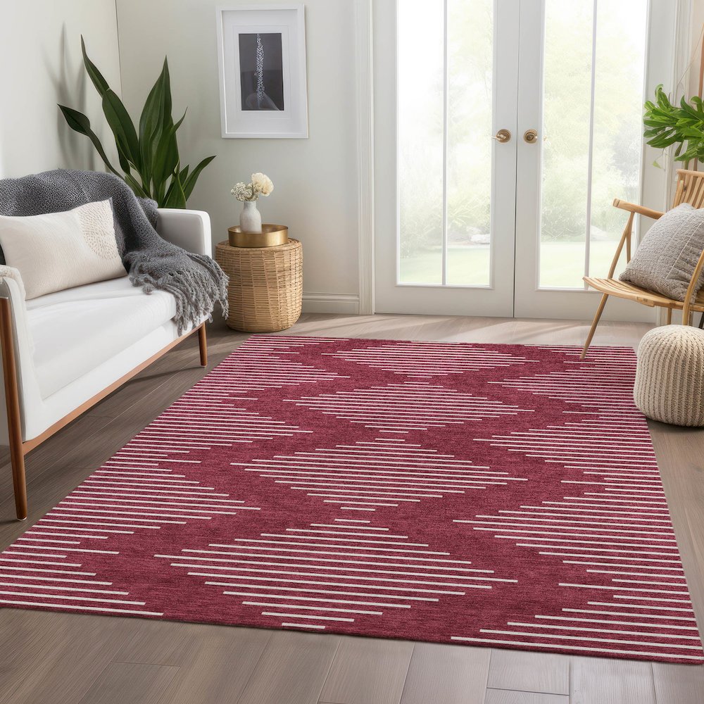 Premium Machine Washable Mayfield AMF1016 Garnet 3' x 5' Rug