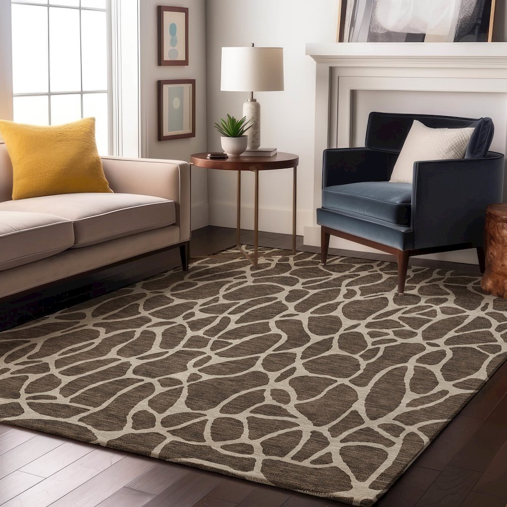 Premium Machine Washable Mayfield AMF1024 Fudge 3' x 5' Rug