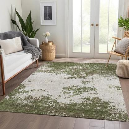 Premium Machine Washable Mayfield AMF1027 Olive 3' x 5' Rug