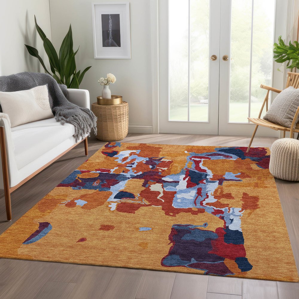 Premium Machine Washable Mayfield AMF1028 Copper 3' x 5' Rug