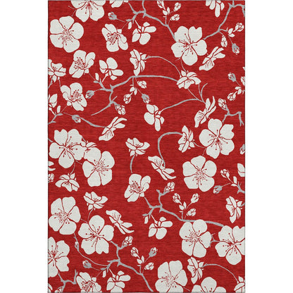 Premium Machine Washable Mayfield AMF1032 Red 3' x 5' Rug
