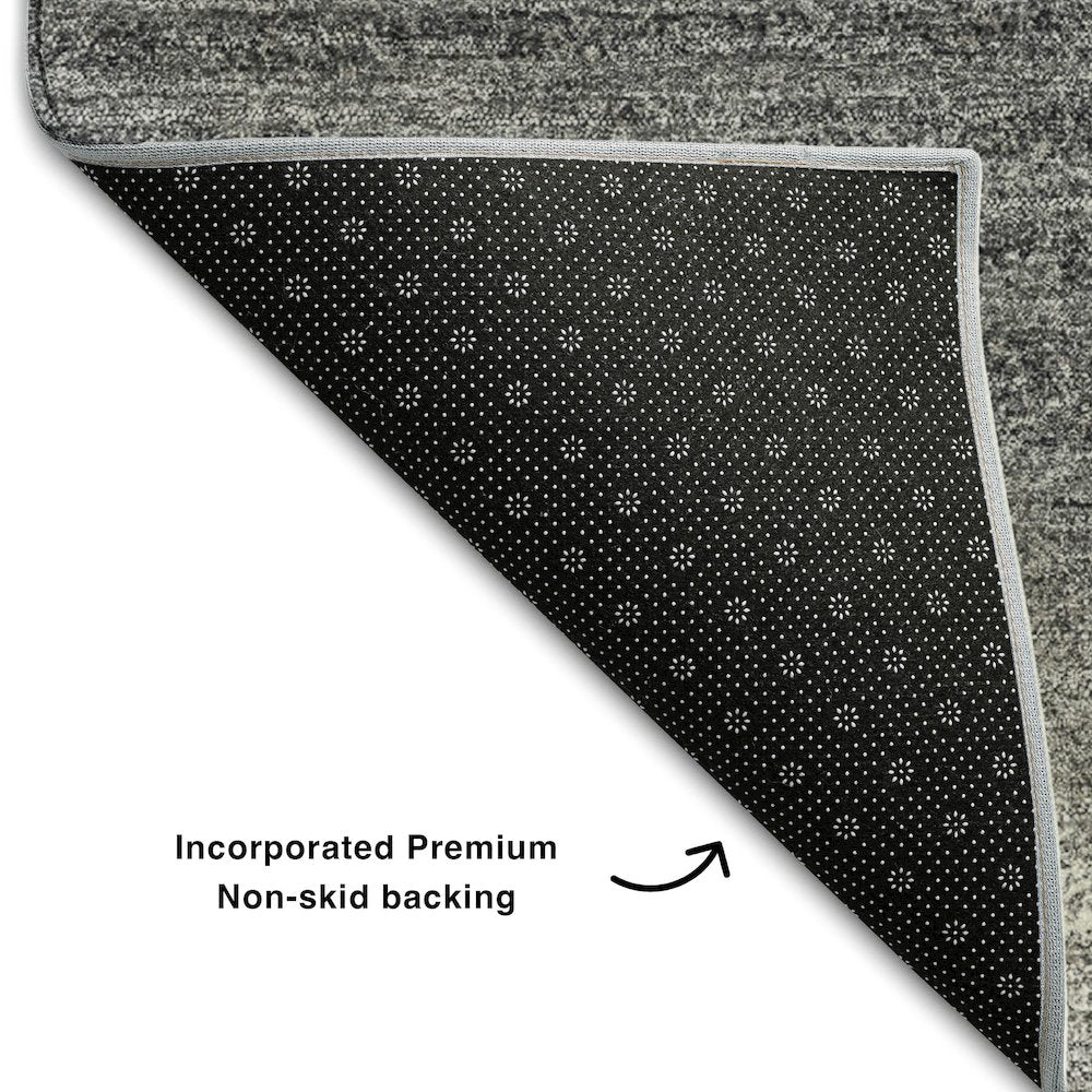Premium Machine Washable Mayfield AMF1033 Gray 2'3" x 7'6" Runner Rug