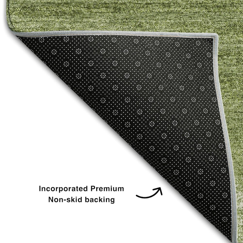 Premium Machine Washable Mayfield AMF1033 Green 2'3" x 7'6" Runner Rug