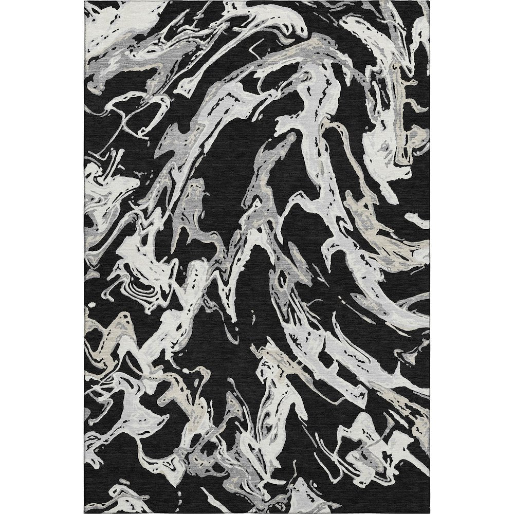 Premium Machine Washable Mayfield AMF1035 Black 3' x 5' Rug