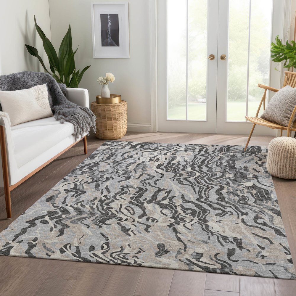 Premium Machine Washable Mayfield AMF1038 Gray 3' x 5' Rug