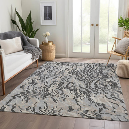 Premium Machine Washable Mayfield AMF1038 Gray 3' x 5' Rug