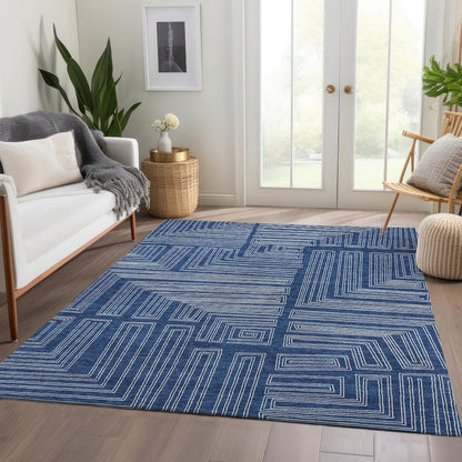 Premium Machine Washable Mayfield AMF1045 Navy 3' x 5' Rug