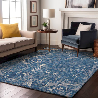 Premium Machine Washable Mayfield AMF1046 Blue 3' x 5' Rug