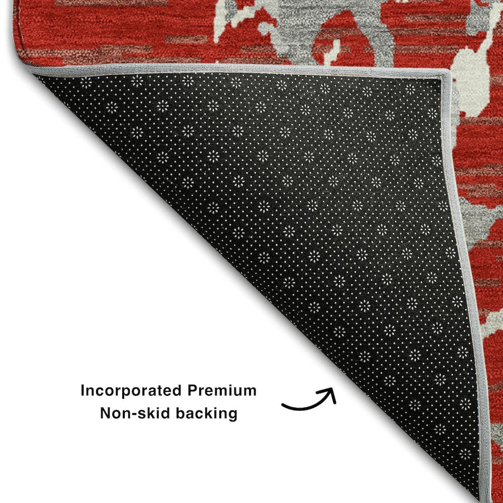Premium Machine Washable Mayfield AMF1046 Red 2'3" x 7'6" Runner Rug