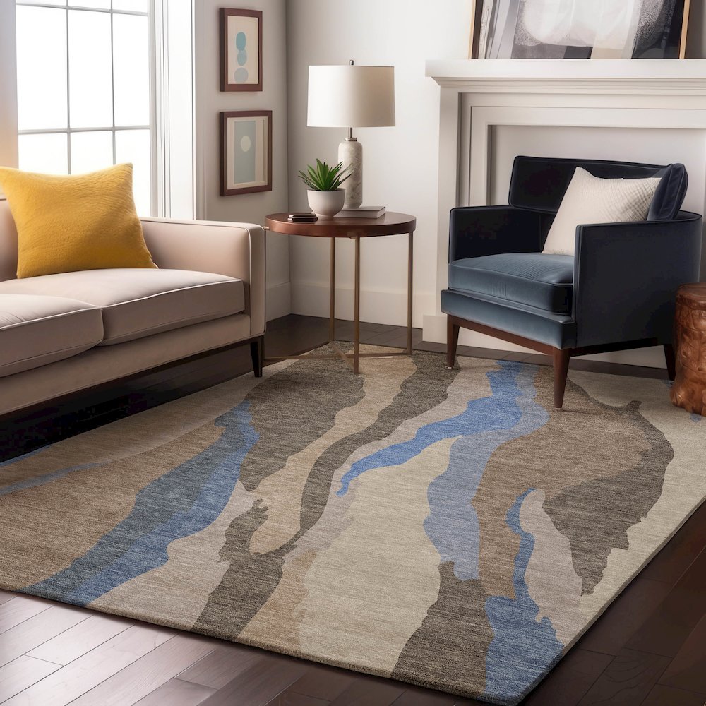 Premium Machine Washable Mayfield AMF1047 Taupe 3' x 5' Rug