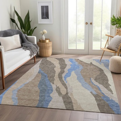 Premium Machine Washable Mayfield AMF1047 Taupe 3' x 5' Rug