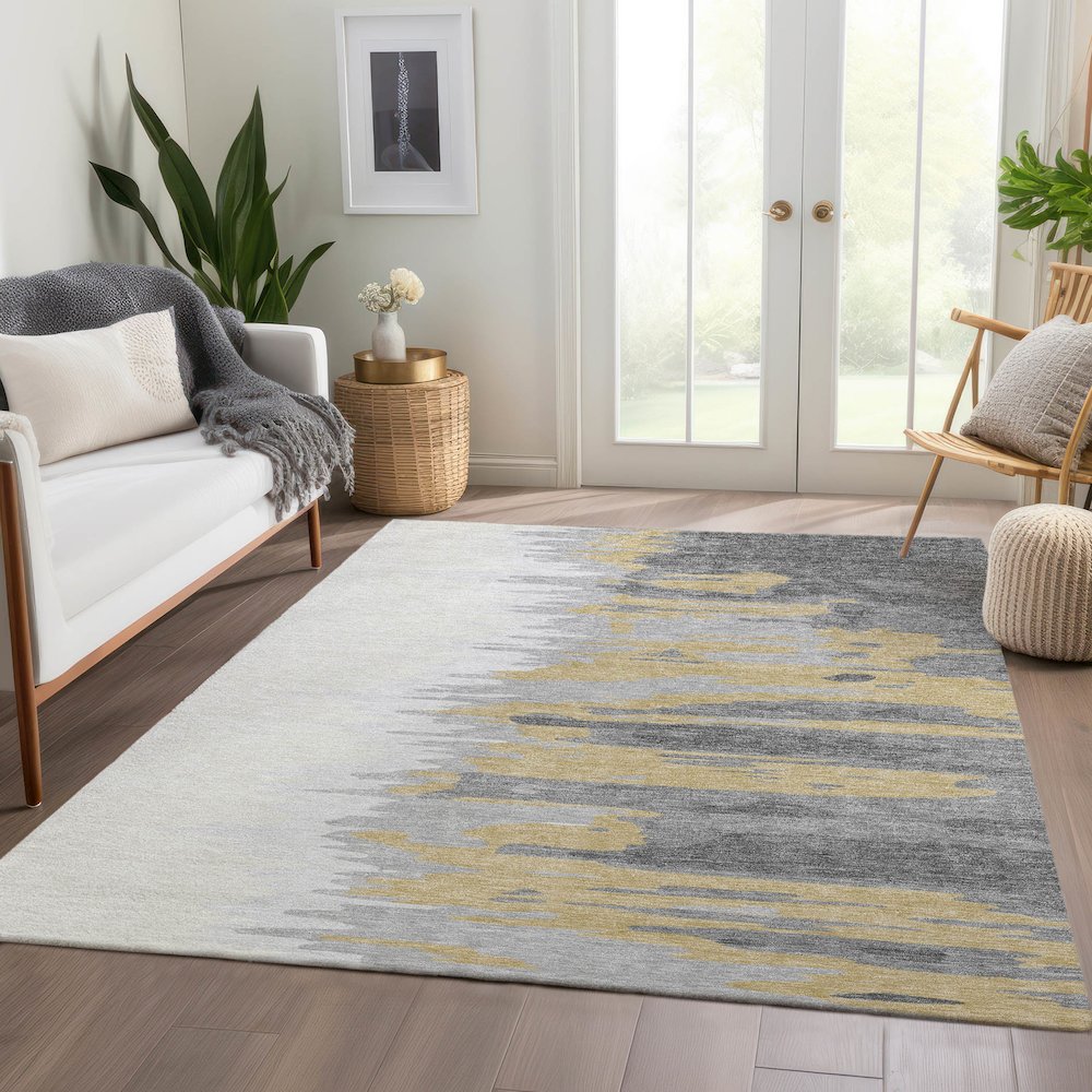 Premium Machine Washable Mayfield AMF1050 Gray 3' x 5' Rug