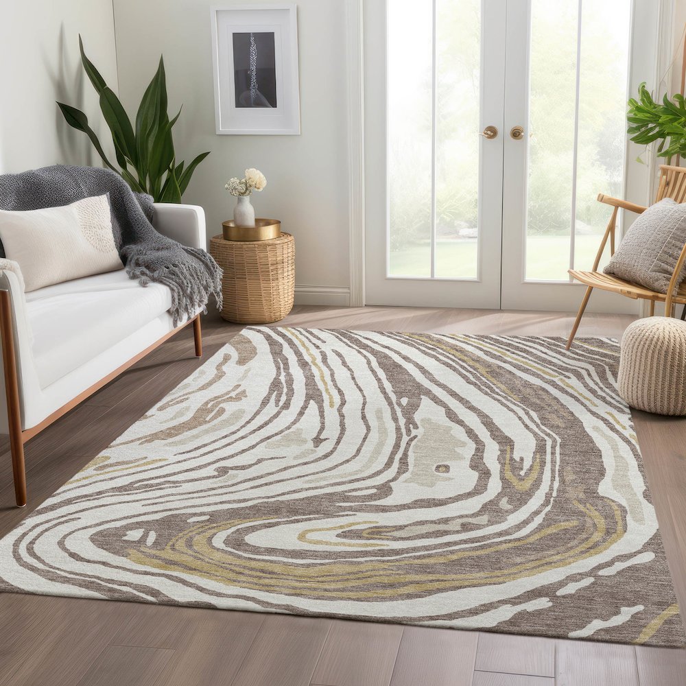 Premium Machine Washable Mayfield AMF1051 Taupe 3' x 5' Rug