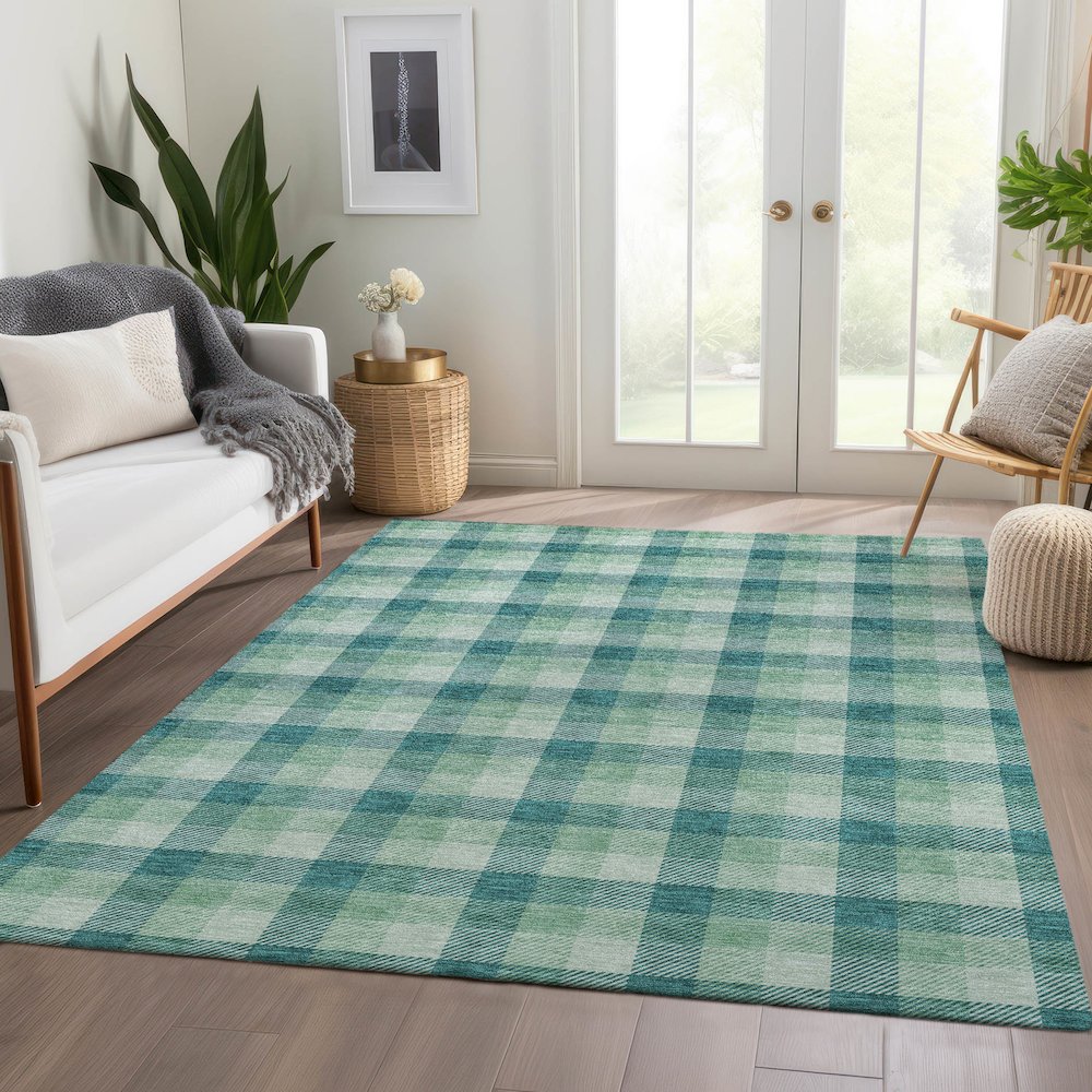 Premium Machine Washable Mayfield AMF1053 Seafoam 3' x 5' Rug