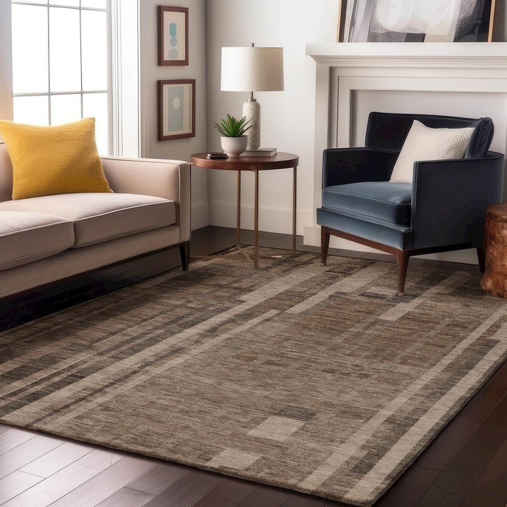 Premium Machine Washable Mayfield AMF1063 Brown 3' x 5' Rug