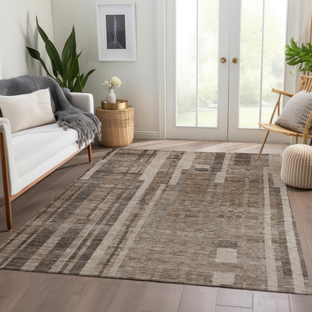 Premium Machine Washable Mayfield AMF1063 Brown 3' x 5' Rug