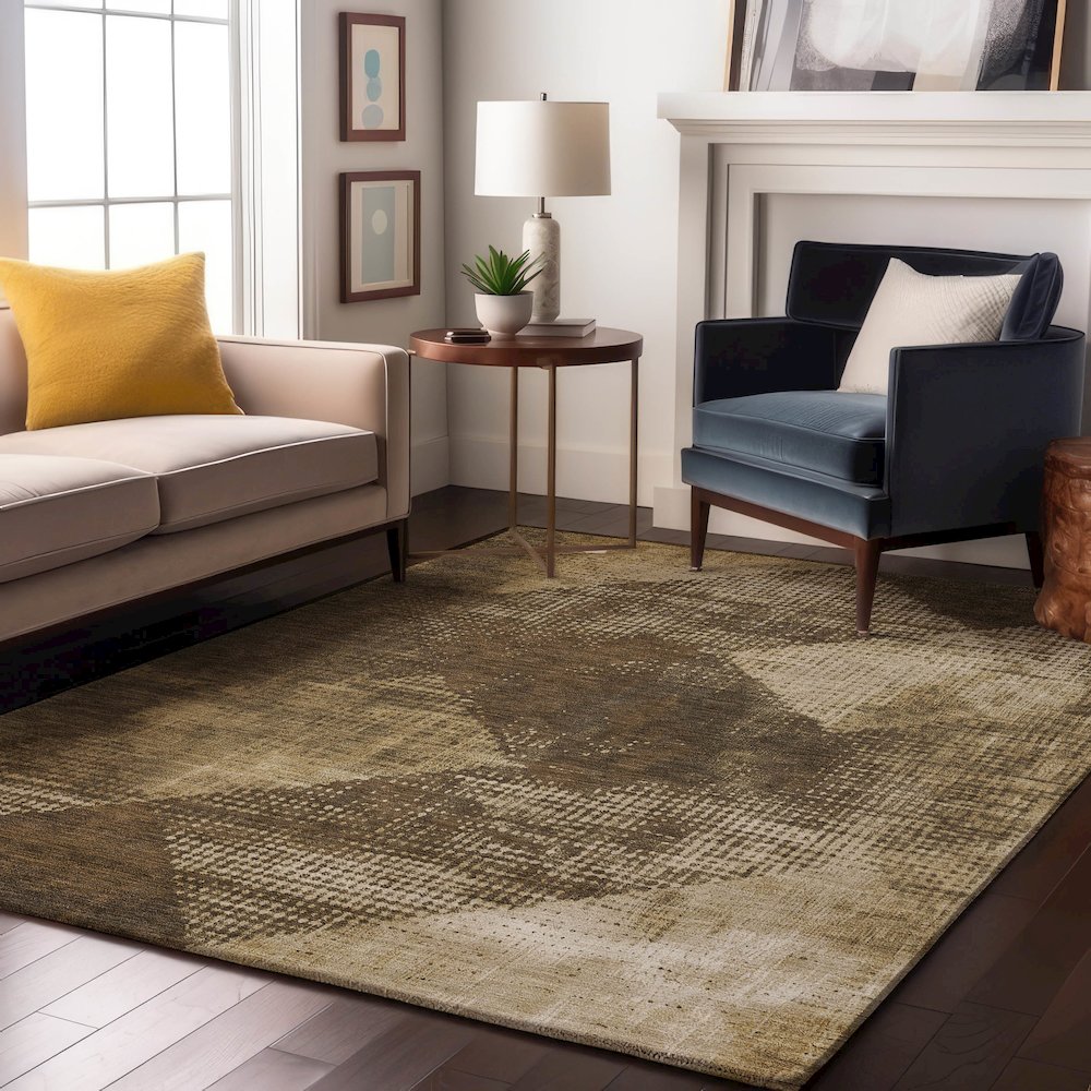 Premium Machine Washable Mayfield AMF1065 Brown 3' x 5' Rug
