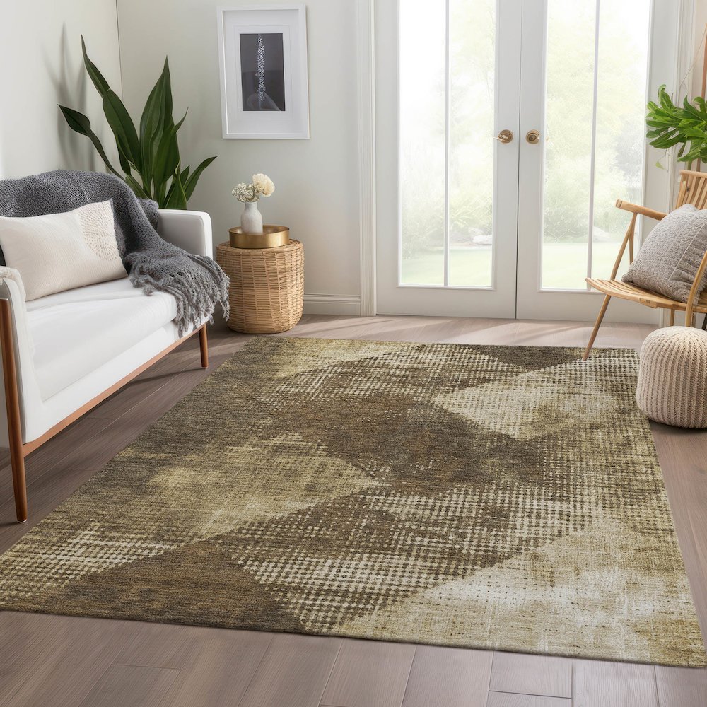 Premium Machine Washable Mayfield AMF1065 Brown 3' x 5' Rug