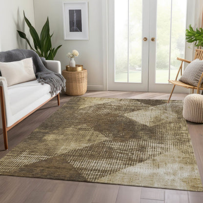 Premium Machine Washable Mayfield AMF1065 Brown 3' x 5' Rug