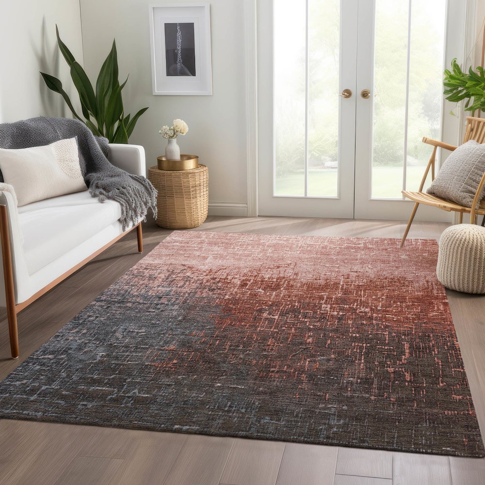 Premium Machine Washable Mayfield AMF1066 Paprika 3' x 5' Rug
