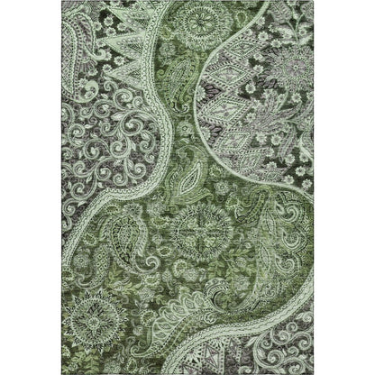Premium Machine Washable Mayfield AMF1078 Olive 3' x 5' Rug