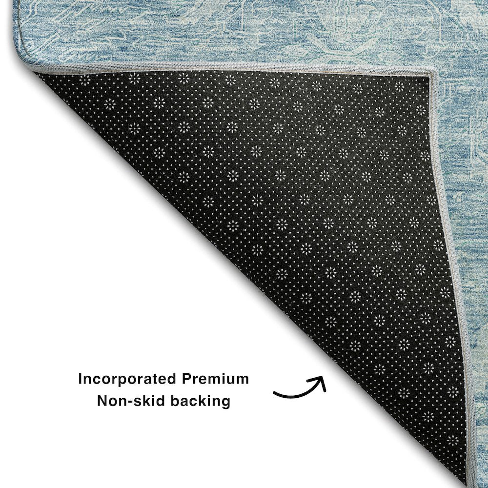 Premium Machine Washable Mayfield AMF1083 Sky 2'3" x 7'6" Runner Rug