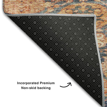 Premium Machine Washable Mayfield AMF1084 Terracotta 2'3" x 7'6" Runner Rug