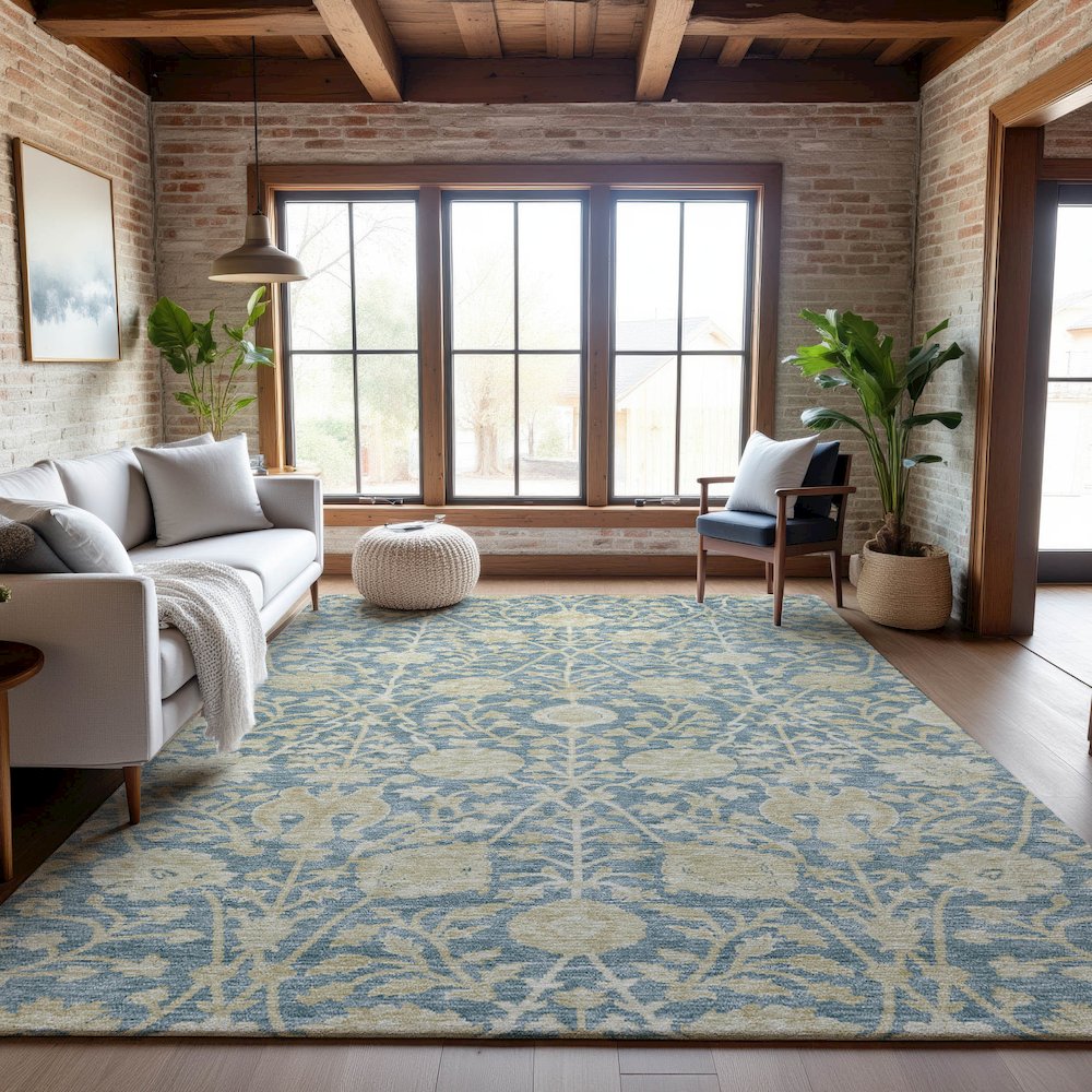 Premium Machine Washable Mayfield AMF1086 Sky 3' x 5' Rug