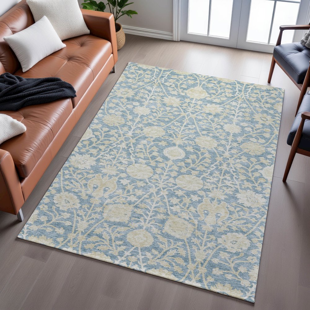 Premium Machine Washable Mayfield AMF1086 Sky 3' x 5' Rug