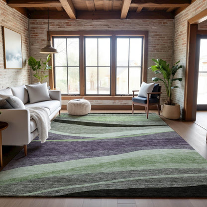 Premium Machine Washable Mayfield AMF1098 Purple 3' x 5' Rug
