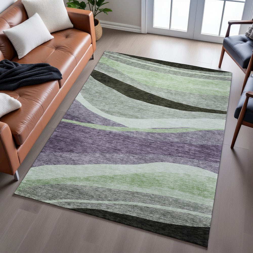 Premium Machine Washable Mayfield AMF1098 Purple 3' x 5' Rug