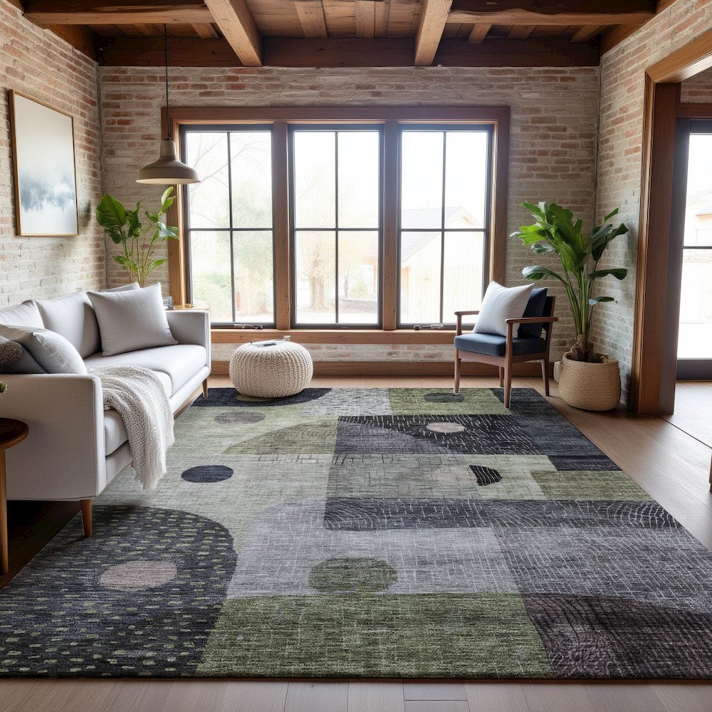 Premium Machine Washable Mayfield AMF1117 Aloe 3' x 5' Rug
