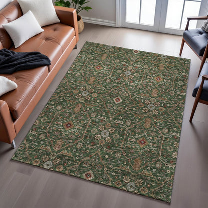 Premium Machine Washable Mayfield AMF1130 Emerald 3' x 5' Rug