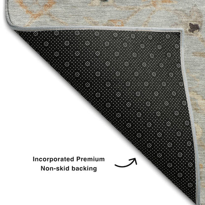 Premium Machine Washable Mayfield AMF1137 Gray 2'3" x 7'6" Runner Rug