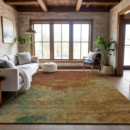 Premium Machine Washable Mayfield AMF1138 Paprika 3' x 5' Rug