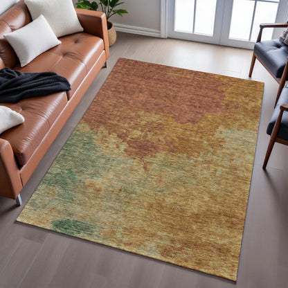 Premium Machine Washable Mayfield AMF1138 Paprika 3' x 5' Rug