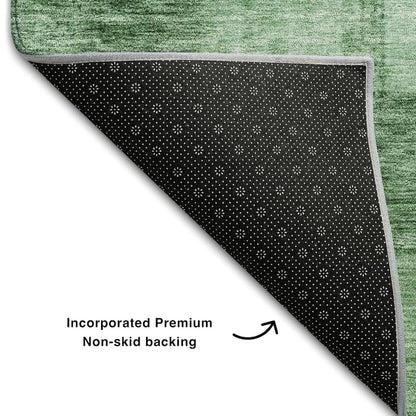 Premium Machine Washable Mayfield AMF1139 Green 2'3" x 7'6" Runner Rug