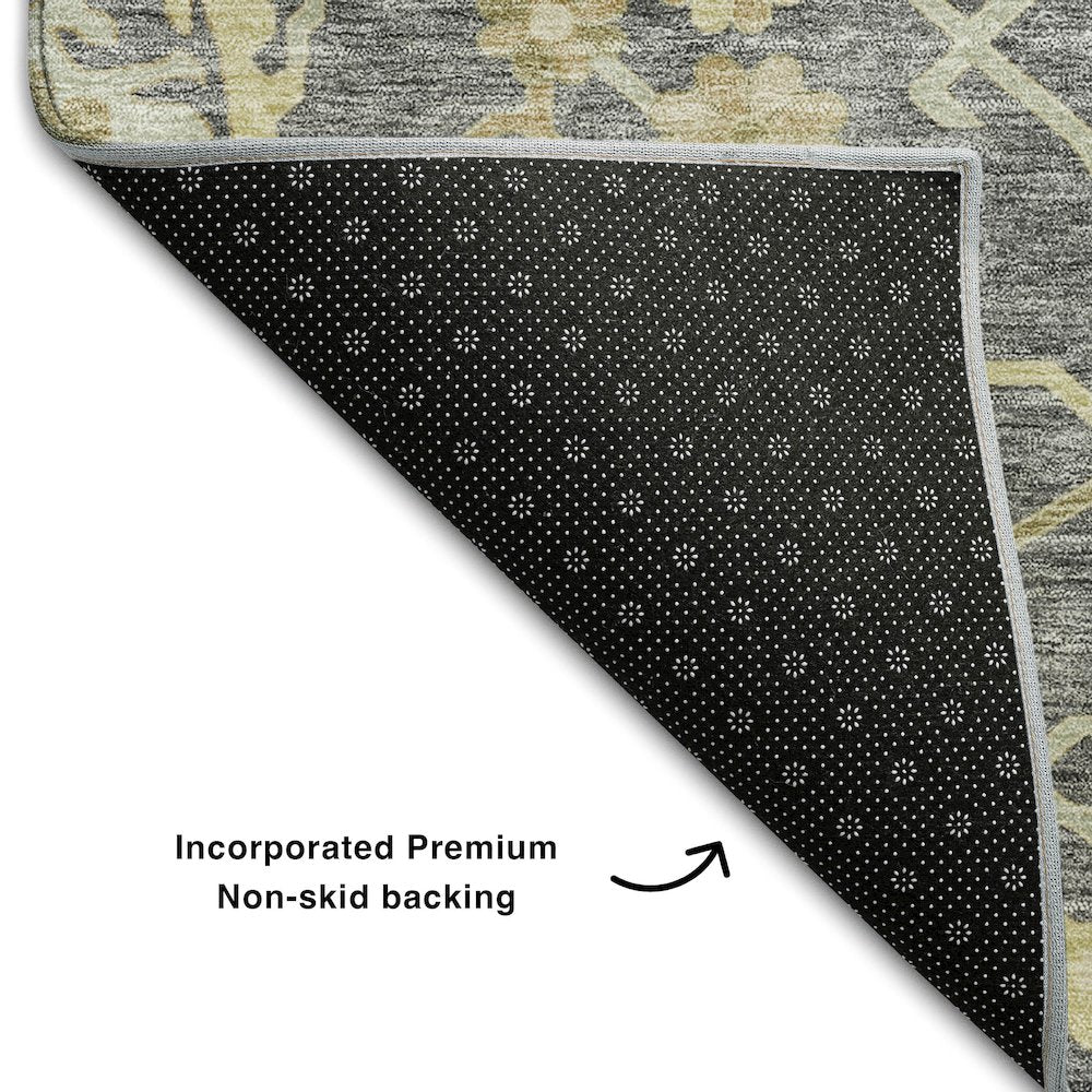 Premium Machine Washable Mayfield AMF1150 Gray 2'3" x 7'6" Runner Rug