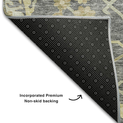 Premium Machine Washable Mayfield AMF1150 Gray 2'3" x 7'6" Runner Rug
