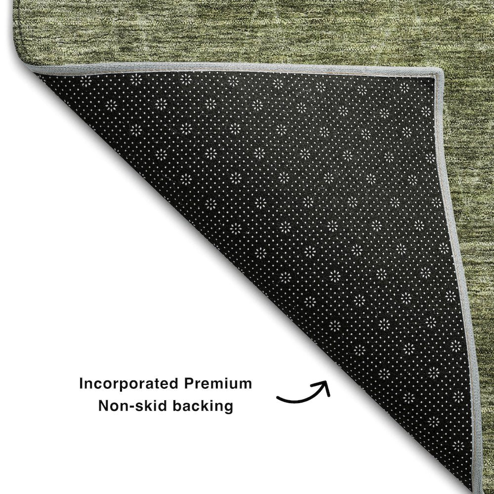 Premium Machine Washable Mayfield AMF1165 Olive 2'3" x 7'6" Runner Rug