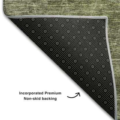 Premium Machine Washable Mayfield AMF1165 Olive 2'3" x 7'6" Runner Rug